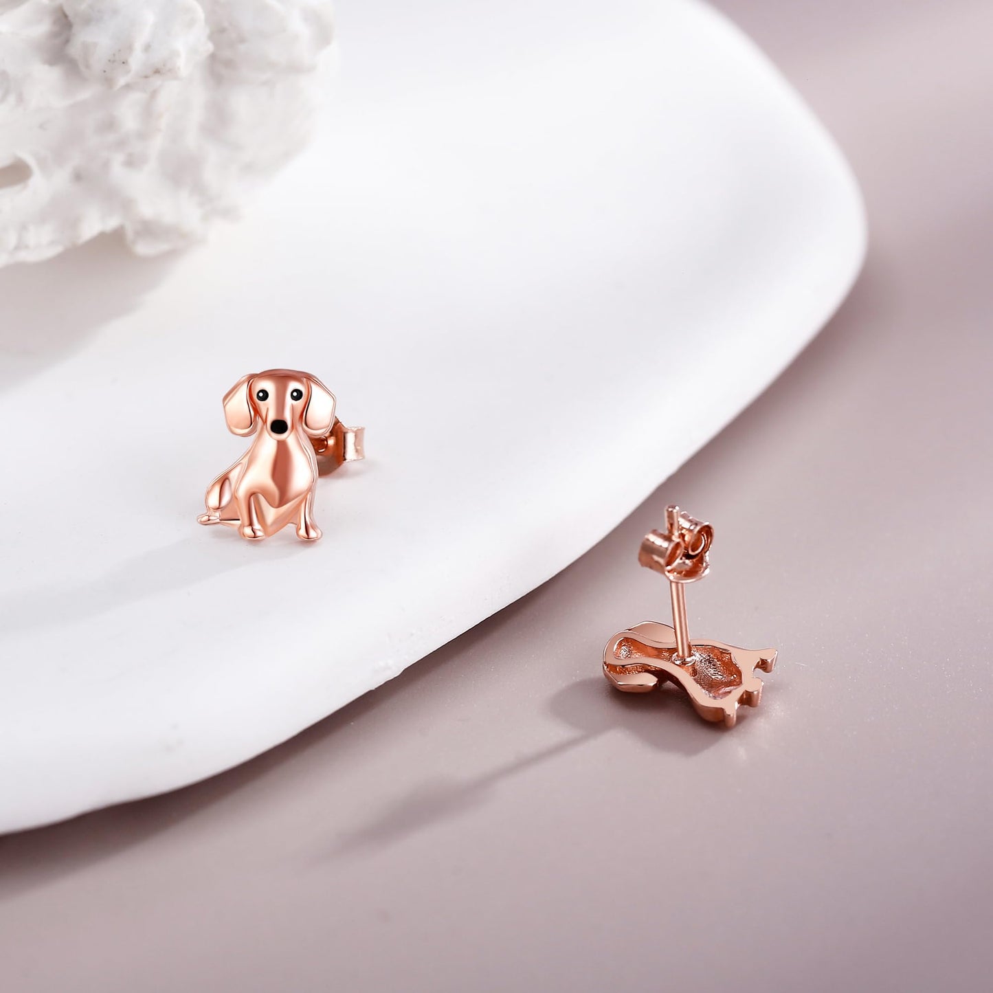 AXOMY Dachshund Stud Earrings 925 Sterling Silver Cute Dachshund Earrings The Dachshund Zone