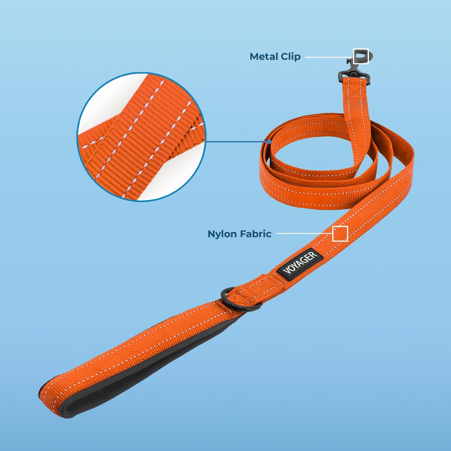 Voyager Reflective Dog Leash with Neoprene Handle The Dachshund Zone