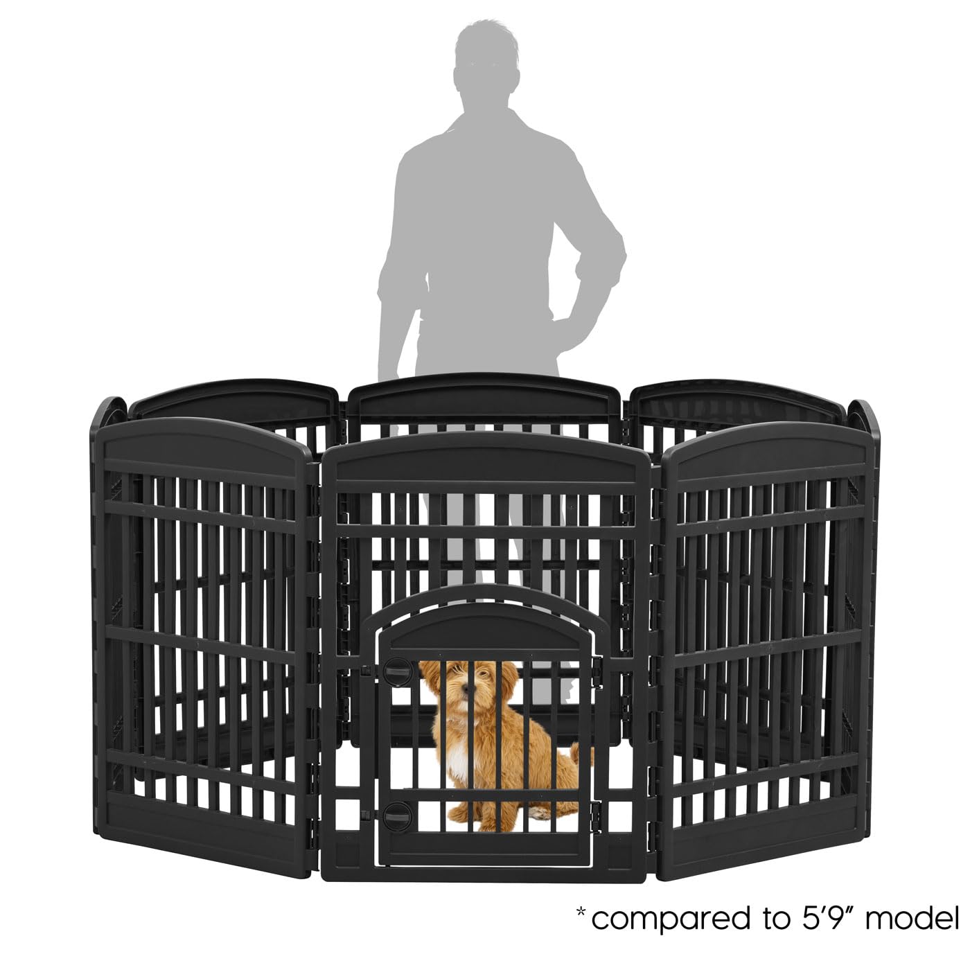 IRIS USA 34" 8-Panel Dog Playpen with Door, 63 x 63 x 35 The Dachshund Zone