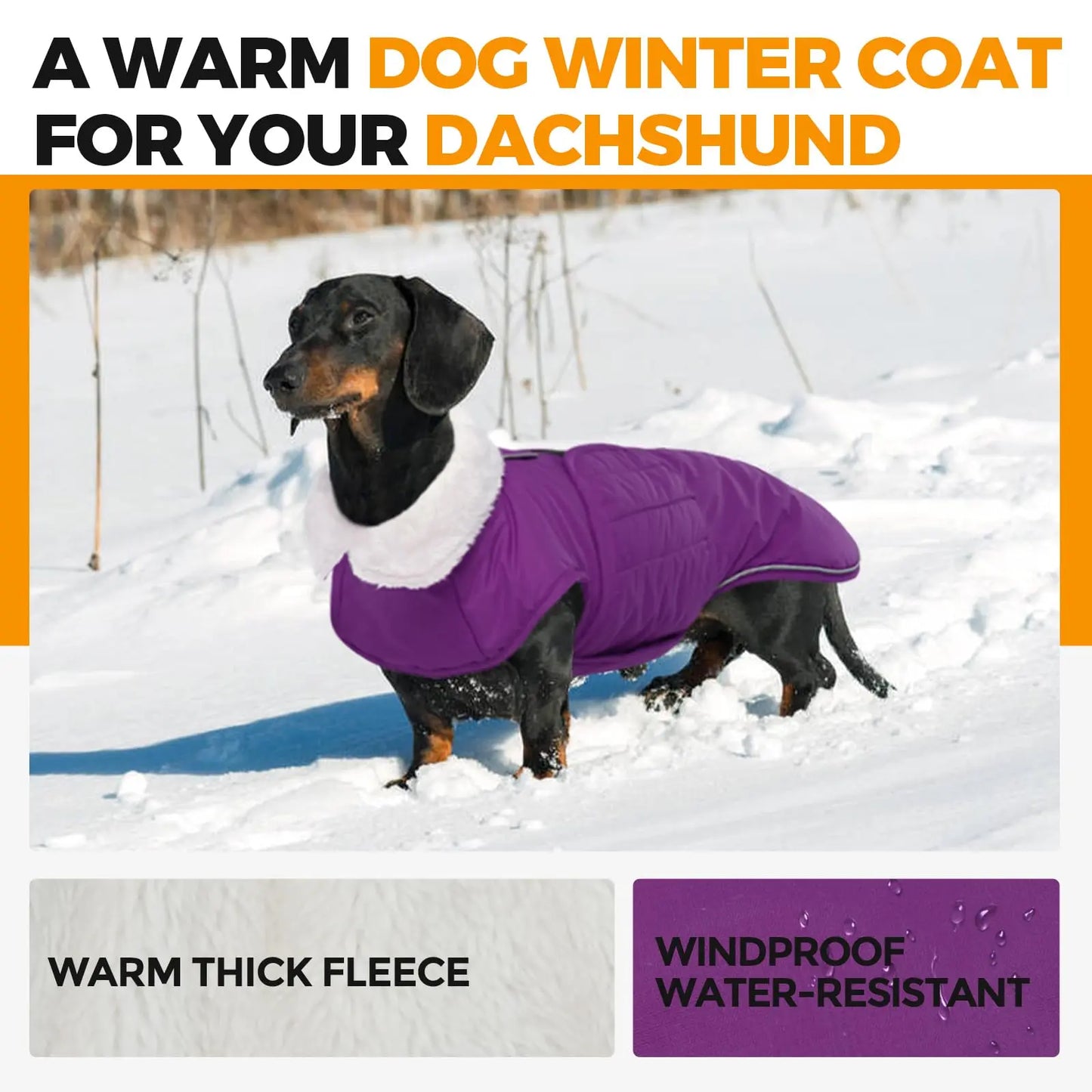 LeLePet Dachshund Coat - Warm, Waterproof Winter Jacket The Dachshund Zone
