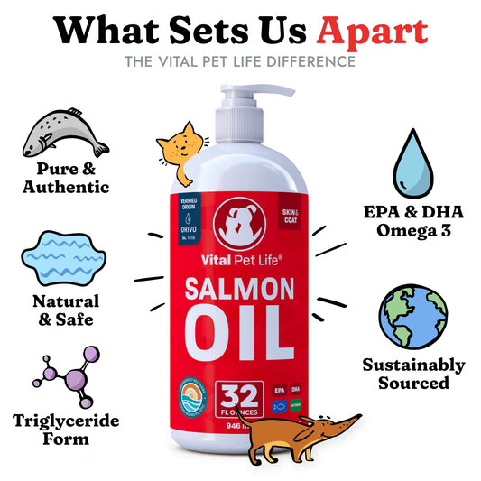 Salmon Oil for Dogs & Cats - Healthy Skin & Coat, Fish Oil, Omega 3 EPA DHA The Dachshund Zone