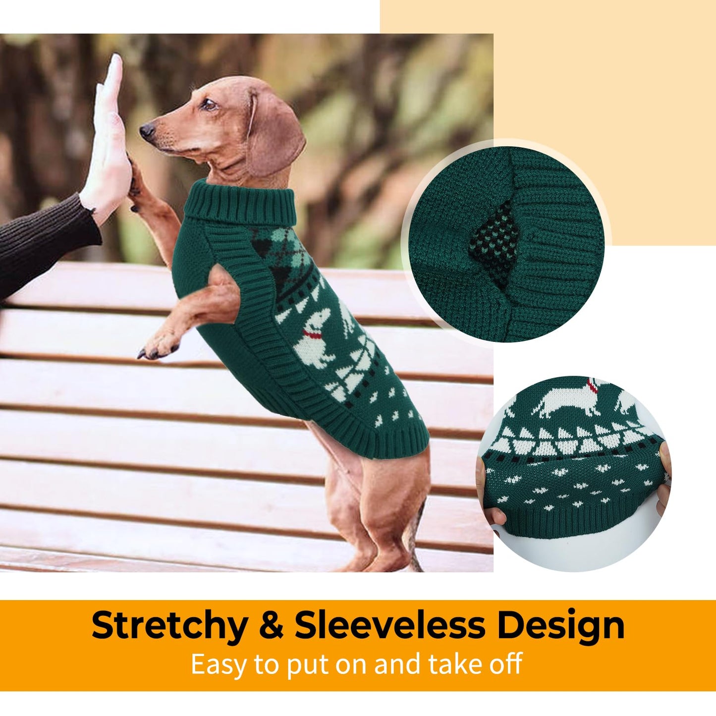Leletail Dachshund Sweater, Turtleneck Dog, Warm Pullover Knitted Pet Coat The Dachshund Zone