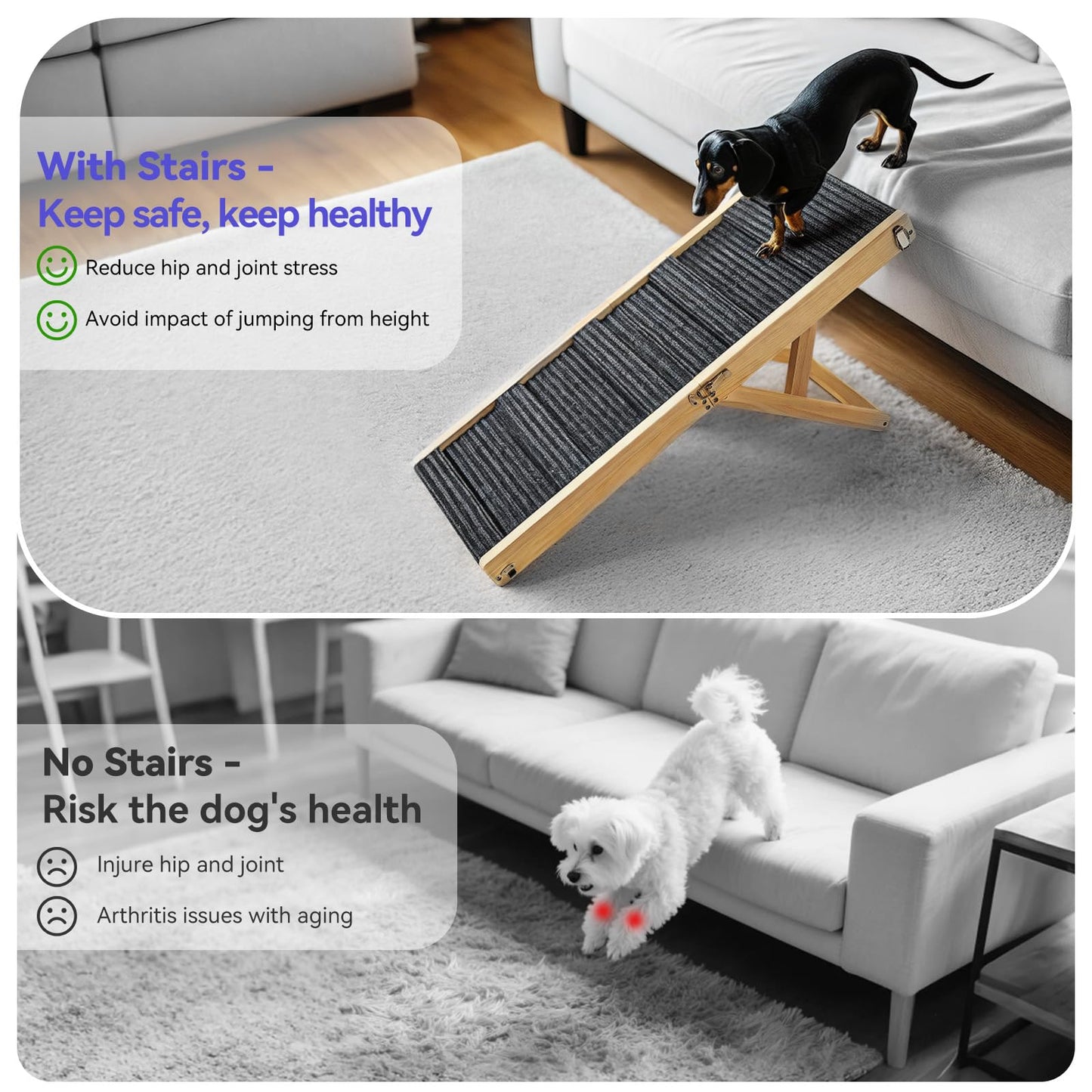 2025 Upgraded Dog Ramp for Couch, Foldable Small Dog Ramp The Dachshund Zone