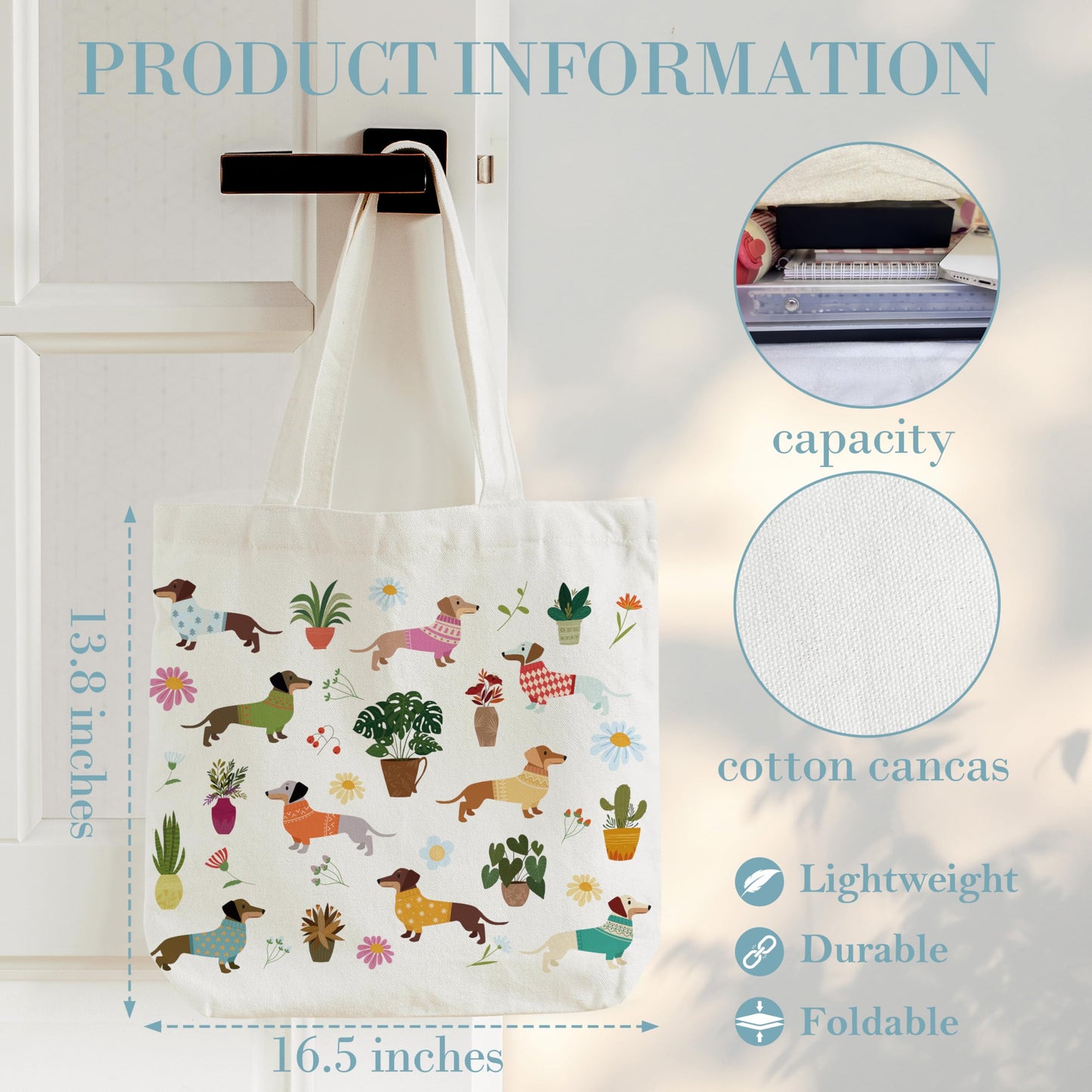 Dachshund Canvas Tote Bag The Dachshund Zone