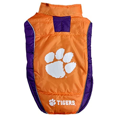 Pets First Collegiate Clemson Tigers Puffer Vest for Dogs & Cats. Size Small. Warm, Cozy, and Waterproof Dog Coat, for Small and Large Dogs/Cats. The Dachshund Zone