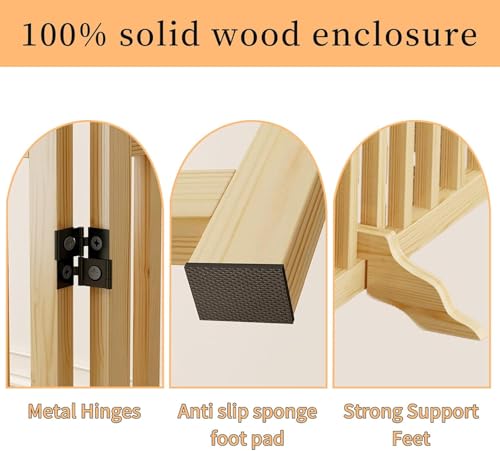 Dog Playpen with Door,Adjustable Wooden Pet Gate for Dogs with Anti-Slip Base,30.7" Height Multi-Functional Puppy Gate for Stairs,Kitchen,Bedroom,Pet Fence for Small,Medium Dogs The Dachshund Zone