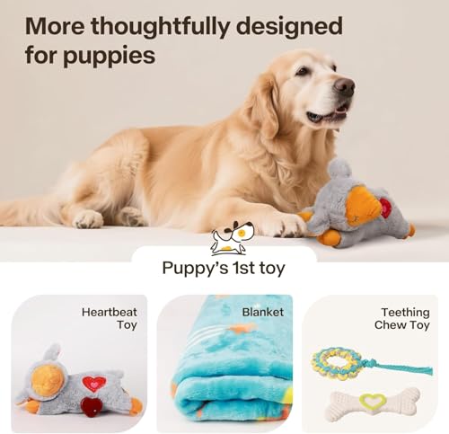 Sporttismo Puppy Essentials Starter Kit - New Born Dog Toys Gifts Heartbeat Puppy for Dogs, Teething Toys, Heat Packs & Cozy Blanket for Crate Training & Anxiety Relief The Dachshund Zone