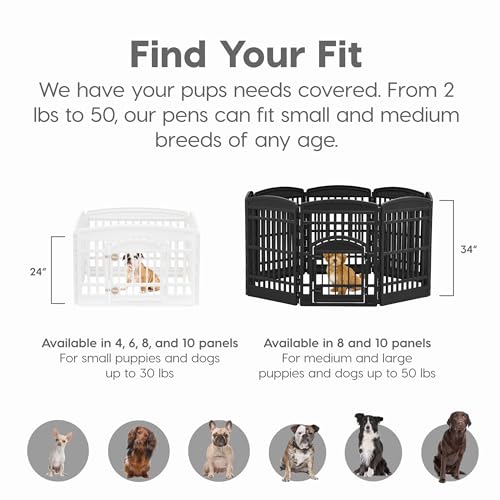IRIS USA 34" 8-Panel Dog Playpen with Door, 63 x 63 x 35 The Dachshund Zone
