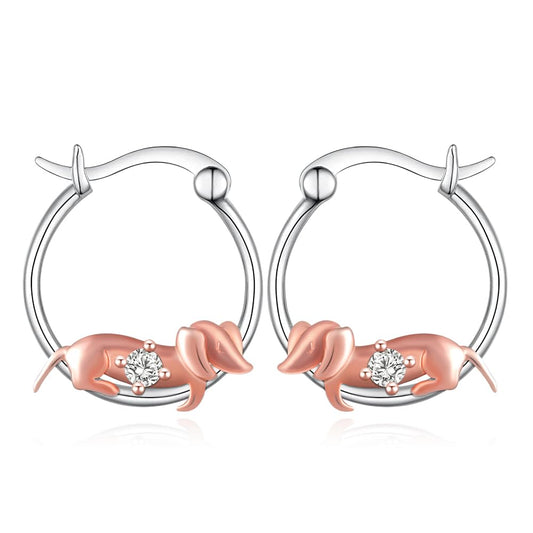 Fuguangju Dachshund Sterling Silver Hoop Earrings The Dachshund Zone
