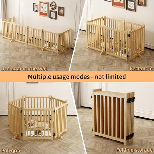 Dog Playpen with Door,Adjustable Wooden Pet Gate for Dogs with Anti-Slip Base,30.7" Height Multi-Functional Puppy Gate for Stairs,Kitchen,Bedroom,Pet Fence for Small,Medium Dogs The Dachshund Zone