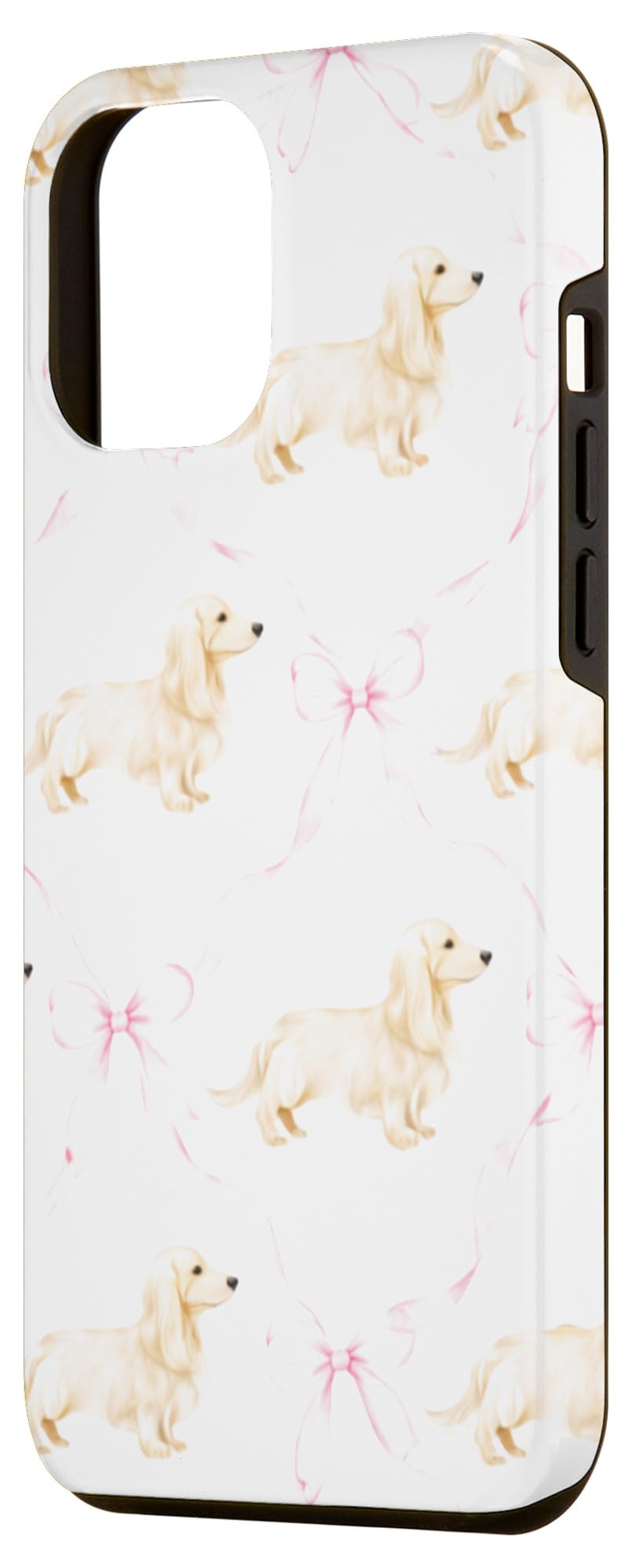 Long Haired Cream Dachshund Pink Bow Coquette Doxie Gift Case for iPhone 12 Pro Max The Dachshund Zone