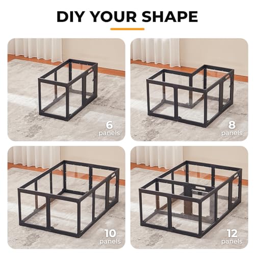 ClimbHope Acrylic Dog Playpen Indoor, Clear Dog Play Pen for Puppies and Small Dogs, Easy Assembly & Clean Puppy Pen (23.6", 12 Panels, Black) The Dachshund Zone