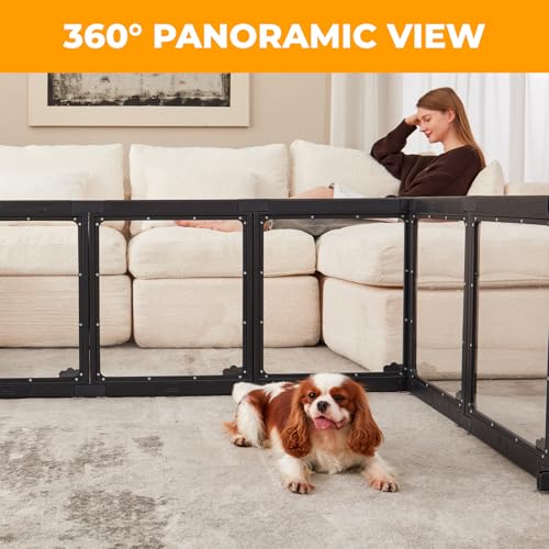 ClimbHope Acrylic Dog Playpen Indoor, Clear Dog Play Pen for Puppies and Small Dogs, Easy Assembly & Clean Puppy Pen (23.6", 12 Panels, Black) The Dachshund Zone