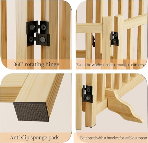 Dog Playpen with Door,Adjustable Wooden Pet Gate for Dogs with Anti-Slip Base,30.7" Height Multi-Functional Puppy Gate for Stairs,Kitchen,Bedroom,Pet Fence for Small,Medium Dogs The Dachshund Zone