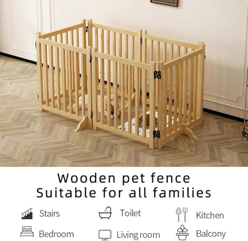 Dog Playpen with Door,Adjustable Wooden Pet Gate for Dogs with Anti-Slip Base,30.7" Height Multi-Functional Puppy Gate for Stairs,Kitchen,Bedroom,Pet Fence for Small,Medium Dogs The Dachshund Zone