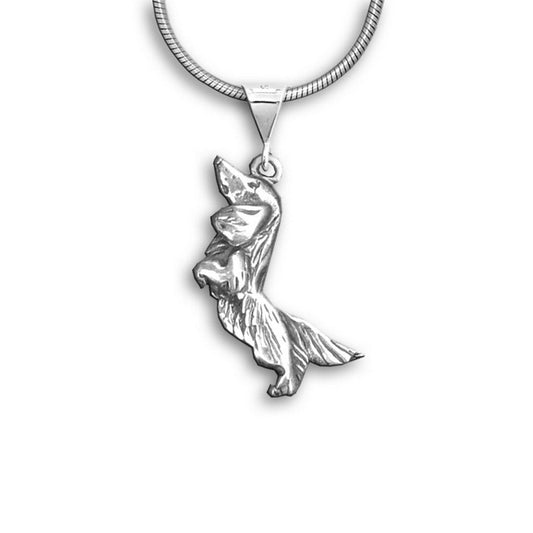 Sterling Silver Long Haired Dachshund Pendant for Necklace The Dachshund Zone