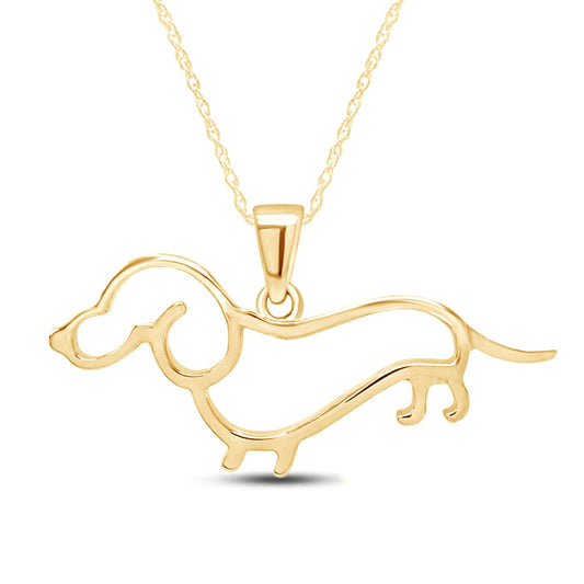 AFFY Dachshund Dog Charm Pendant Necklace In 14k Yellow Gold Over Sterling Silver The Dachshund Zone