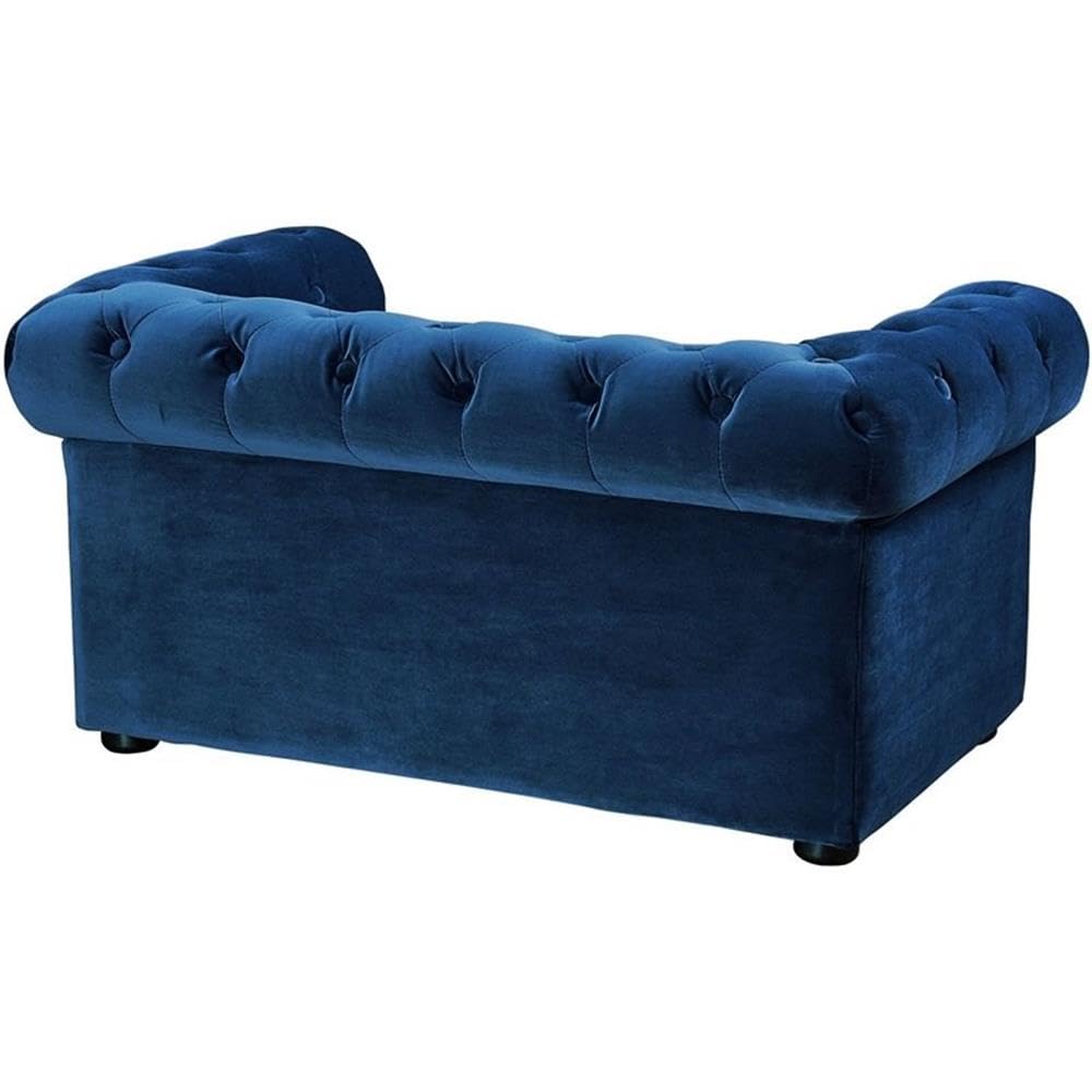 The Dachshund Collection Handmade Button Tufted Velvet Upholstered Pet Bed, Navy The Dachshund Zone
