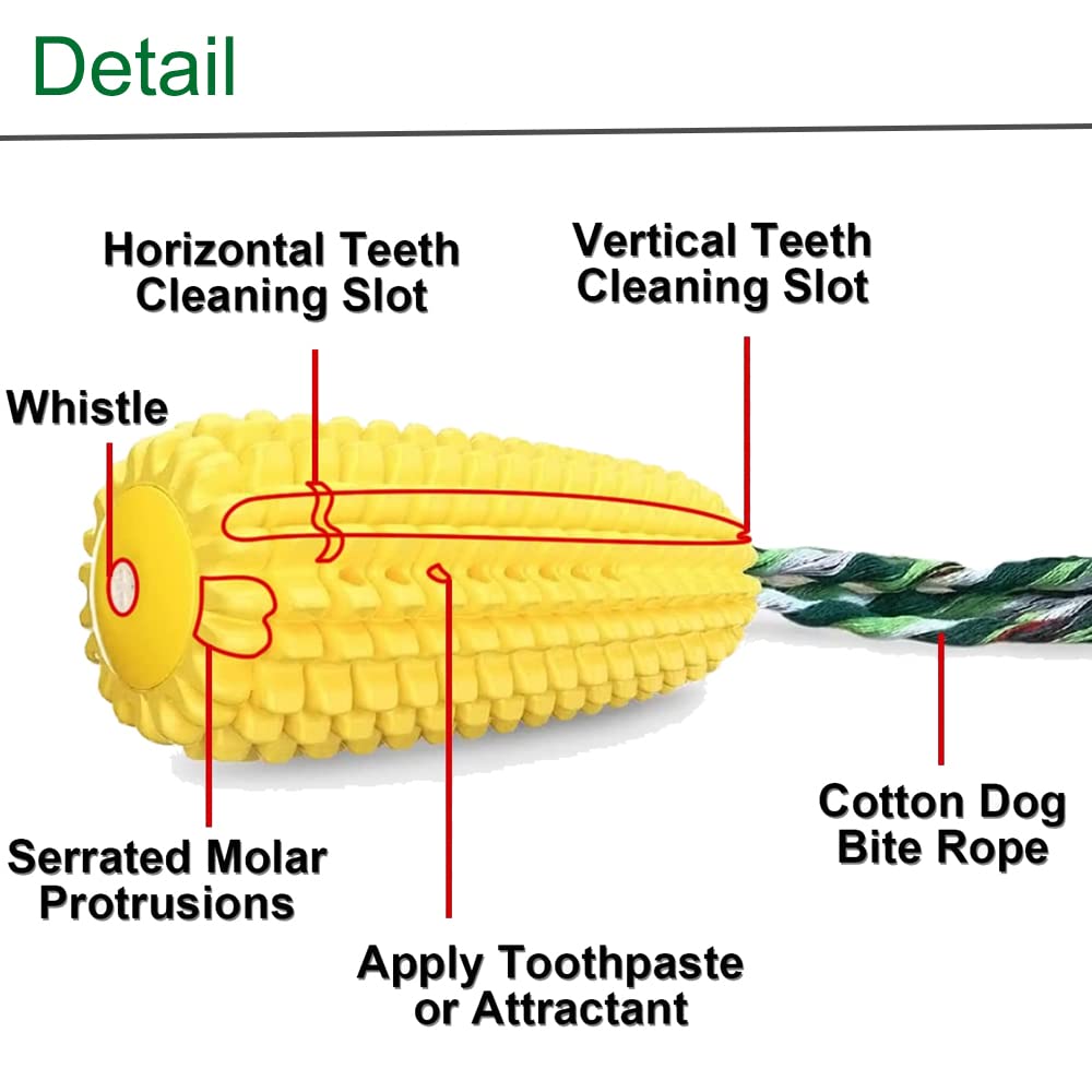 SLAUNT Chew Toys for Aggressive Chewers - Toothbrush Squeaky Interactive Corn Stick Toy for Small Medium Dogs - Teeth Cleaning The Dachshund Zone