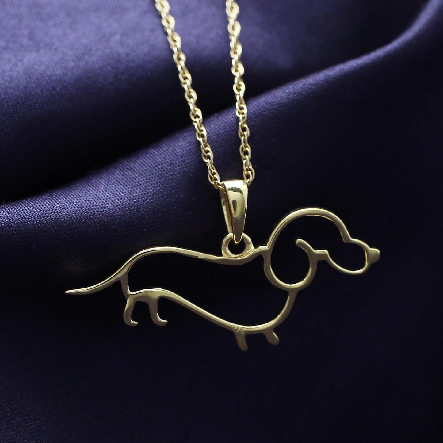 AFFY Dachshund Dog Charm Pendant Necklace In 14k Yellow Gold Over Sterling Silver The Dachshund Zone