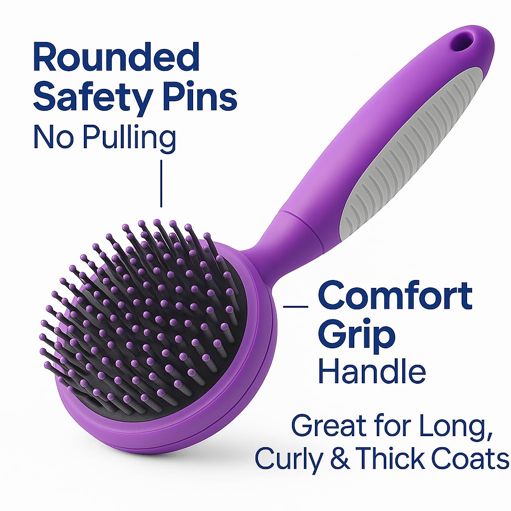 Round Bristle Pet Brush for Dogs and Cats - Soft Dog Brush for Grooming Short or Long Hair The Dachshund Zone