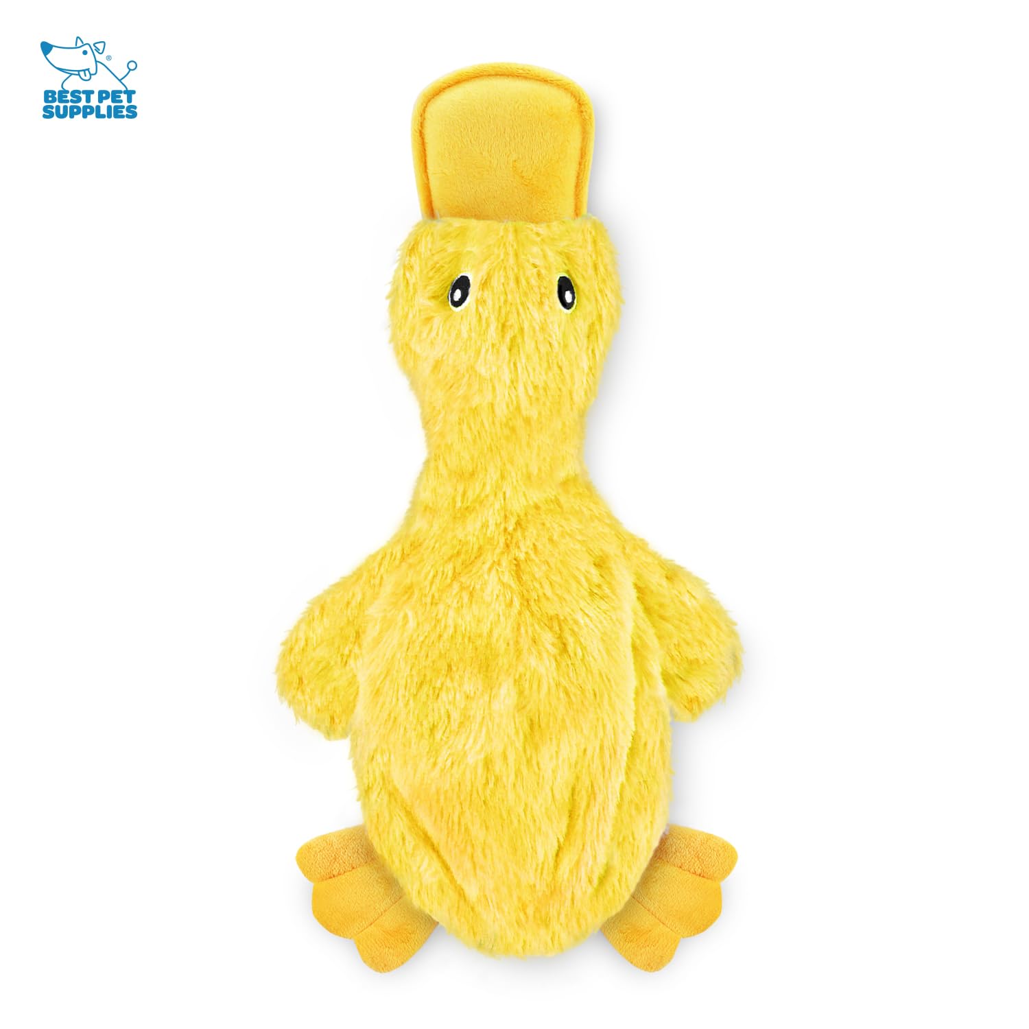 Best Pet Supplies Interactive Squeaky Dog Chew Toy, Ideal Dog Toys for Chewers, Small, Medium & Large Dogs, and Fetch Lovers - Crinkle Duck (Yellow), Large The Dachshund Zone