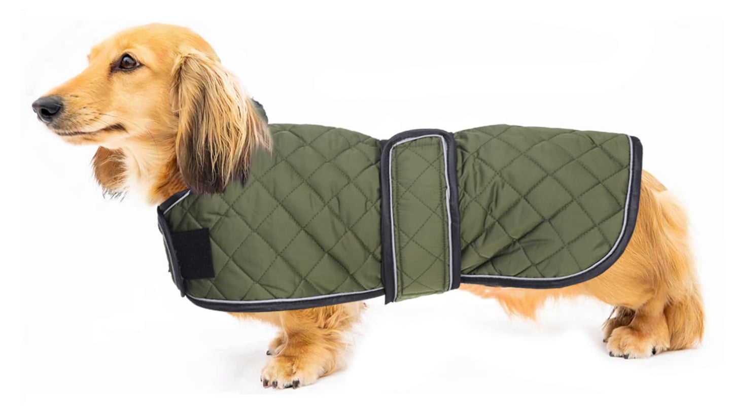 Warm Thermal Quilted Dachshund Coat,Dog Winter Coat with Warm Fleece Lining The Dachshund Zone