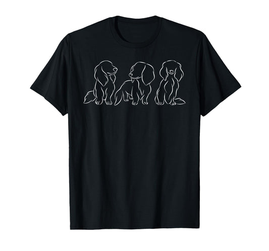 Long haired Dachshund Line Art Women T-Shirt The Dachshund Zone