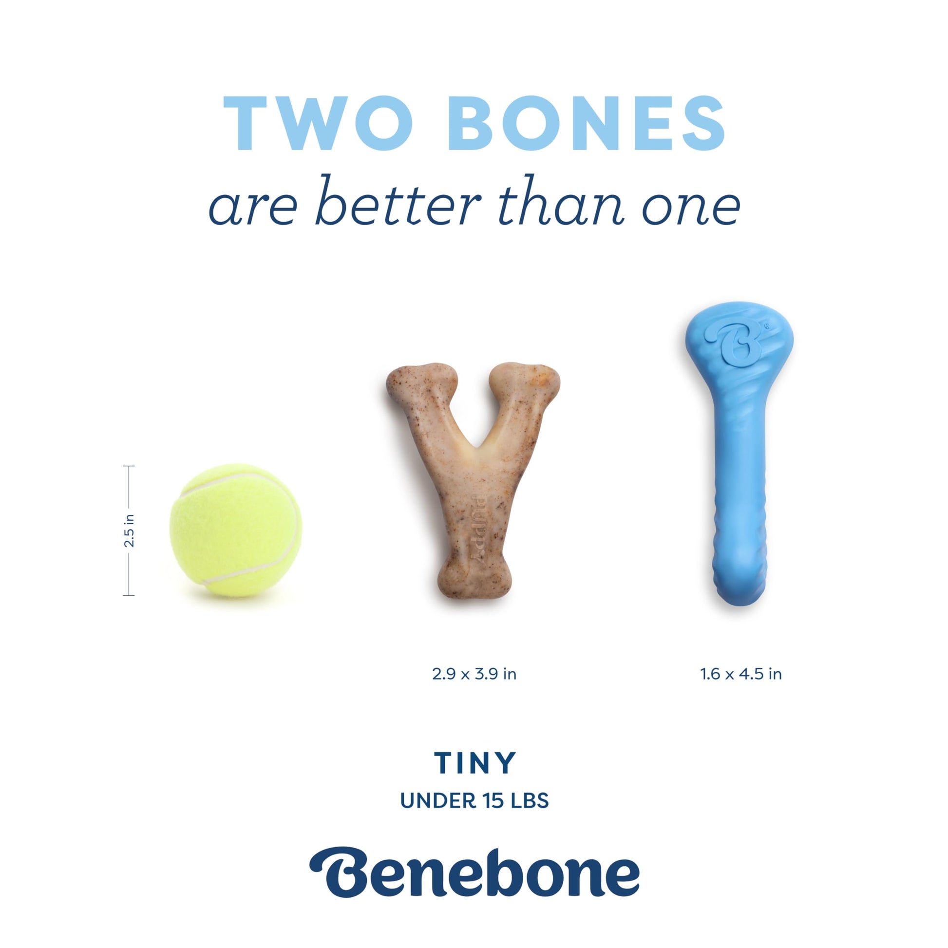 Benebone Puppy 2-Pack Rubber Bone/Wishbone Bacon Tiny The Dachshund Zone