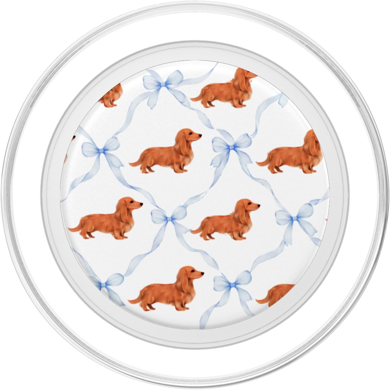 Long Haired Cream Dachshund Baby Blue Bow Coquette Doxie GIF PopSockets PopGrip for MagSafe The Dachshund Zone