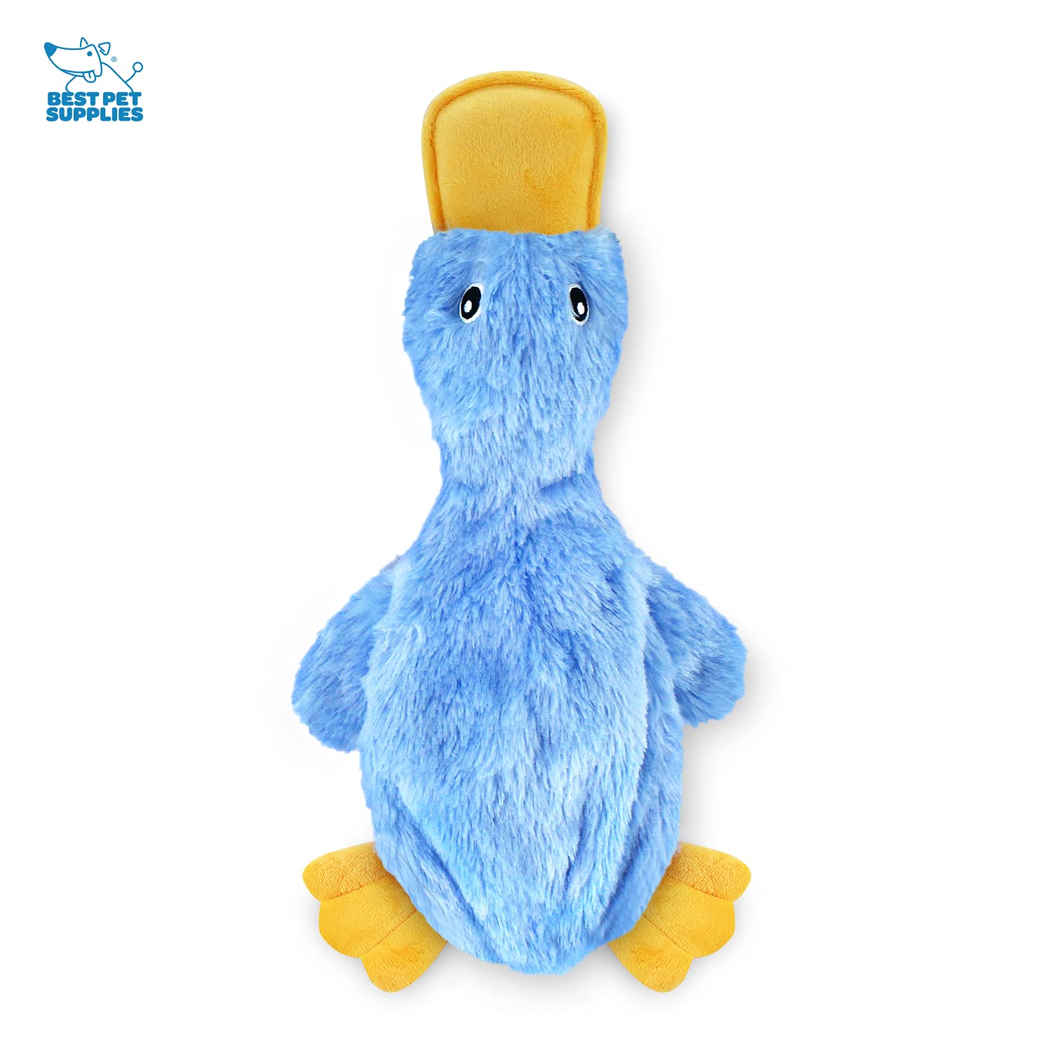 Best Pet Supplies Interactive Squeaky Dog Chew Toy, Ideal Dog Toys for Chewers, Small, Medium & Large Dogs, and Fetch Lovers - Crinkle Duck (Blue), Large The Dachshund Zone