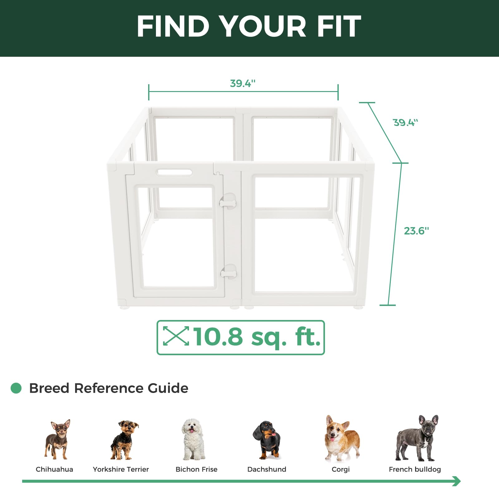 FXW AuraSpace Acrylic Indoor Dog Playpen for Puppies and Small Dogs, 24 Inch, 8 Panels, White The Dachshund Zone