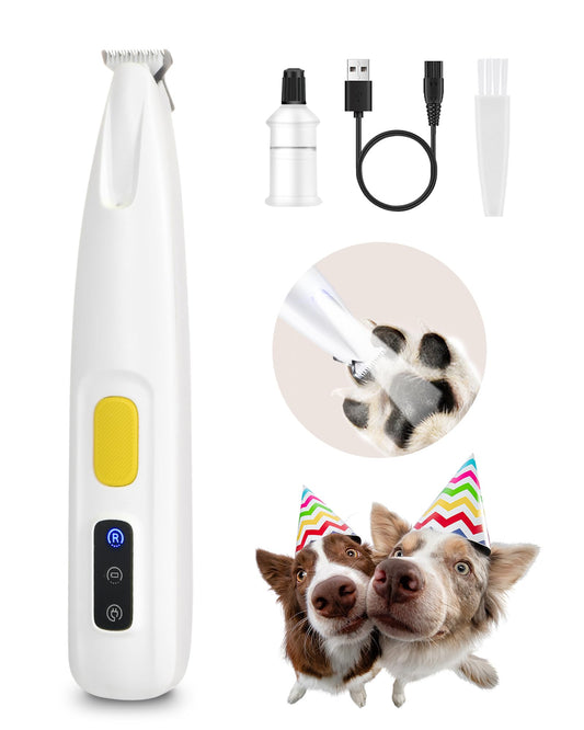 FURBONA Upgraded Dog Paw Trimmer with LED Light, 18 mm Widen Blade, 35 dB Low Noise, LED Display, Fully Waterproof, Rechargeable Clipper for Dogs Cats Trimming Paws, Eyes, Ears, Face, and Rump The Dachshund Zone