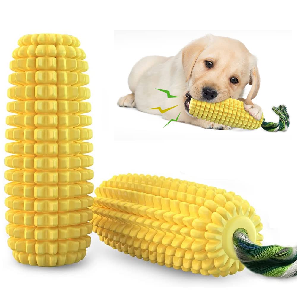 SLAUNT Chew Toys for Aggressive Chewers - Toothbrush Squeaky Interactive Corn Stick Toy for Small Medium Dogs - Teeth Cleaning The Dachshund Zone