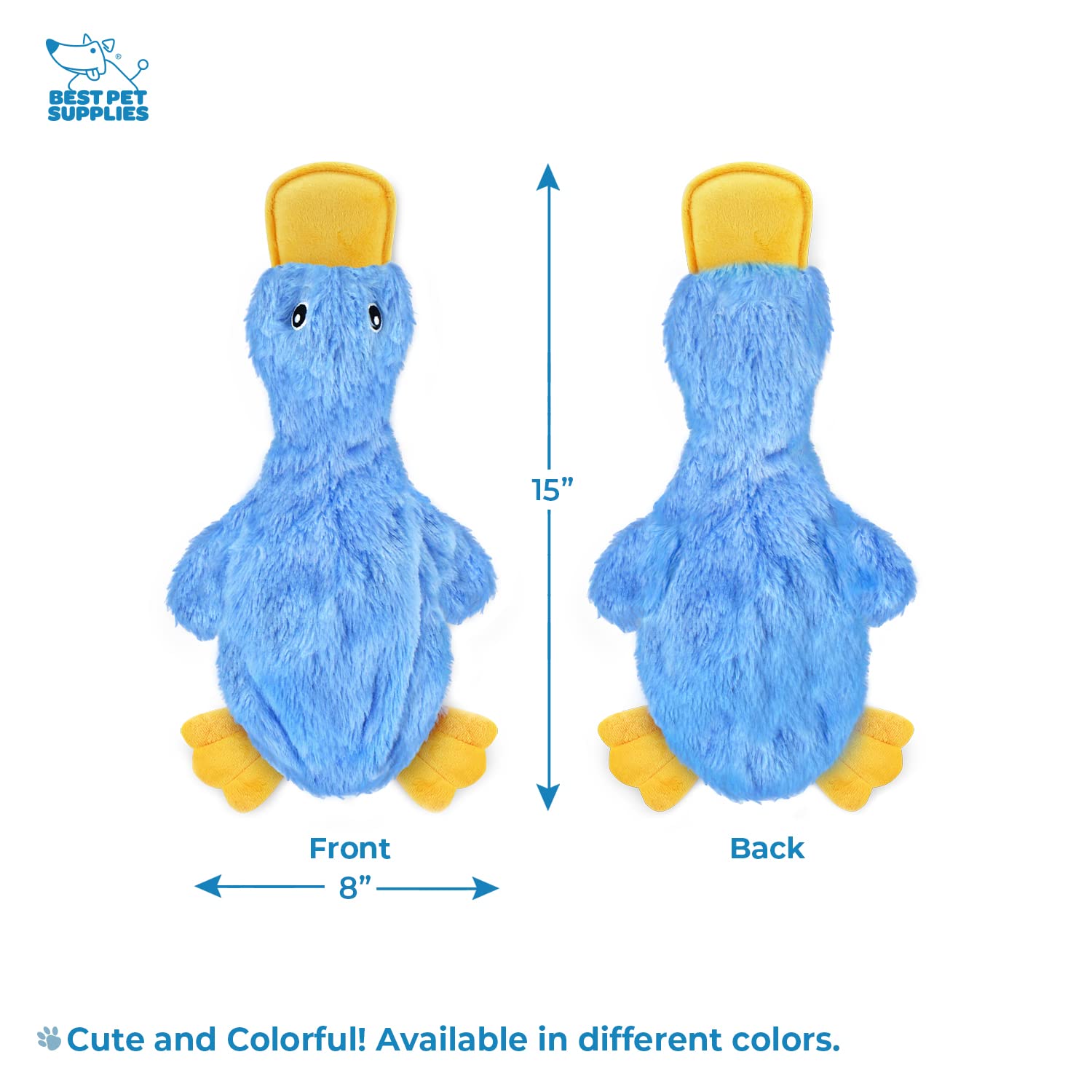 Best Pet Supplies Interactive Squeaky Dog Chew Toy, Ideal Dog Toys for Chewers, Small, Medium & Large Dogs, and Fetch Lovers - Crinkle Duck (Blue), Large The Dachshund Zone