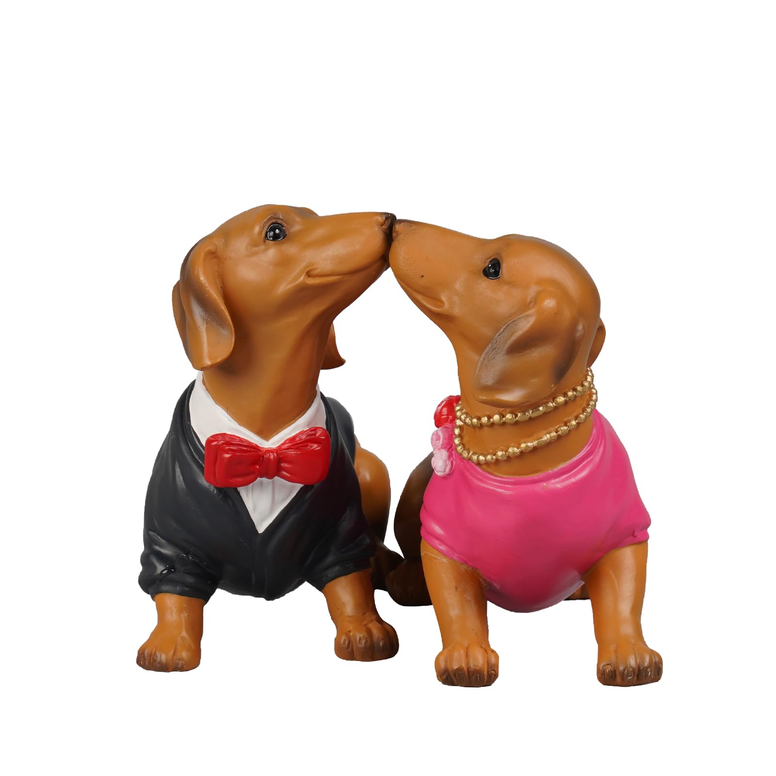 Guichifun Valentines Day Decor Couple Gifts - Kissing Dachshund Dog Couple Figurines 2 Piece Resin Love Statue Decor Valentine Decorations Anniversary for Husband Wife Gifts 8.5 X 2.5 X 5 Inch The Dachshund Zone
