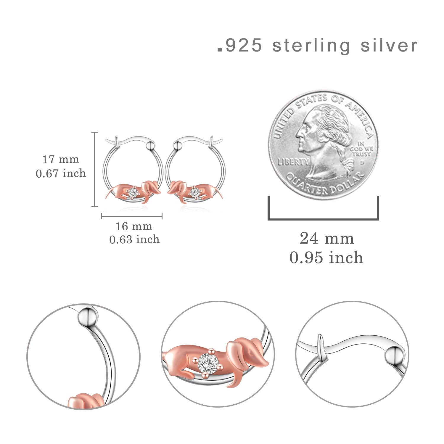 Fuguangju Dachshund Sterling Silver Hoop Earrings The Dachshund Zone