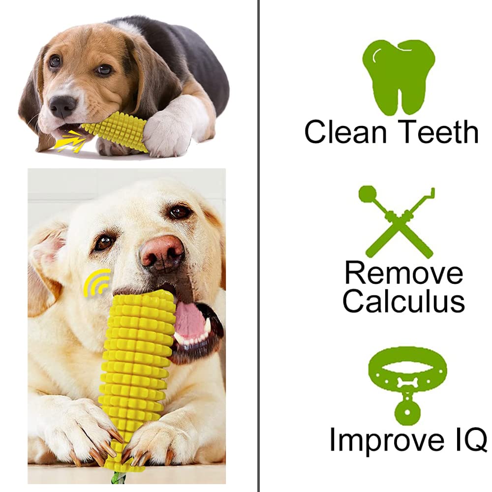 SLAUNT Chew Toys for Aggressive Chewers - Toothbrush Squeaky Interactive Corn Stick Toy for Small Medium Dogs - Teeth Cleaning The Dachshund Zone