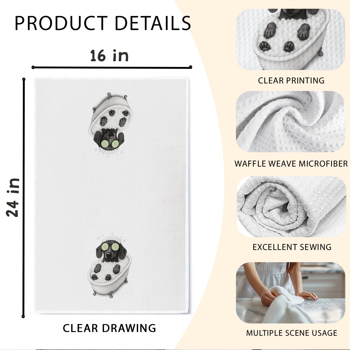 Playful Dachshund Kitchen Towels 1 PCS The Dachshund Zone