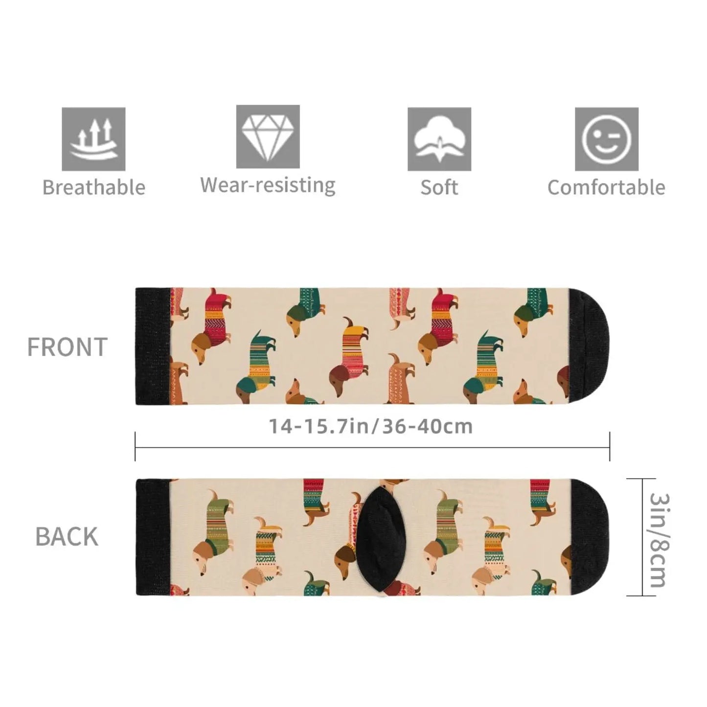 Funny Dachshund Novelty Socks Casual For Women Men Gifts The Dachshund Zone
