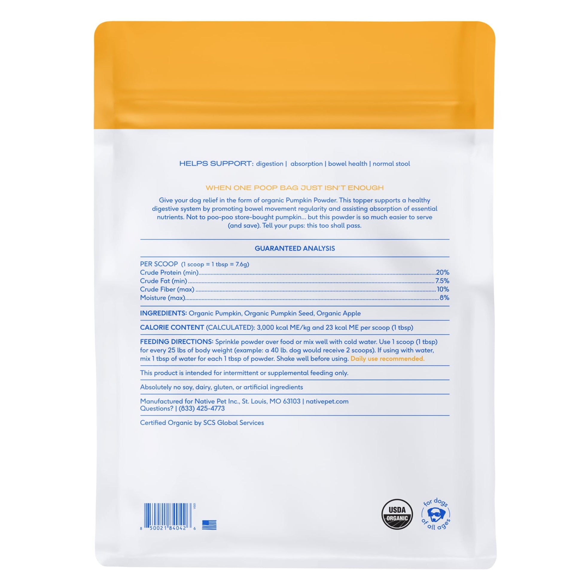 Native Pet Pumpkin for Dogs - Organic Dog Food Topper Powder The Dachshund Zone
