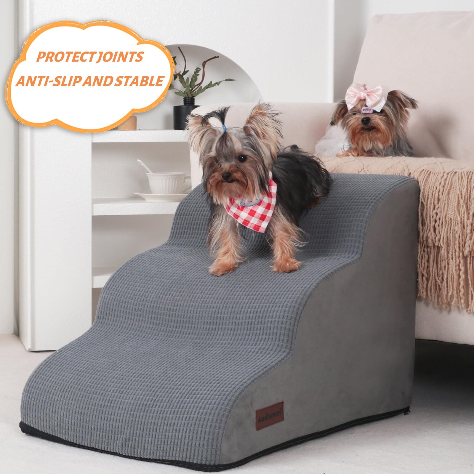 Aodisman 3-Step Dog Ramp and Stairs for Sofa and Chair The Dachshund Zone