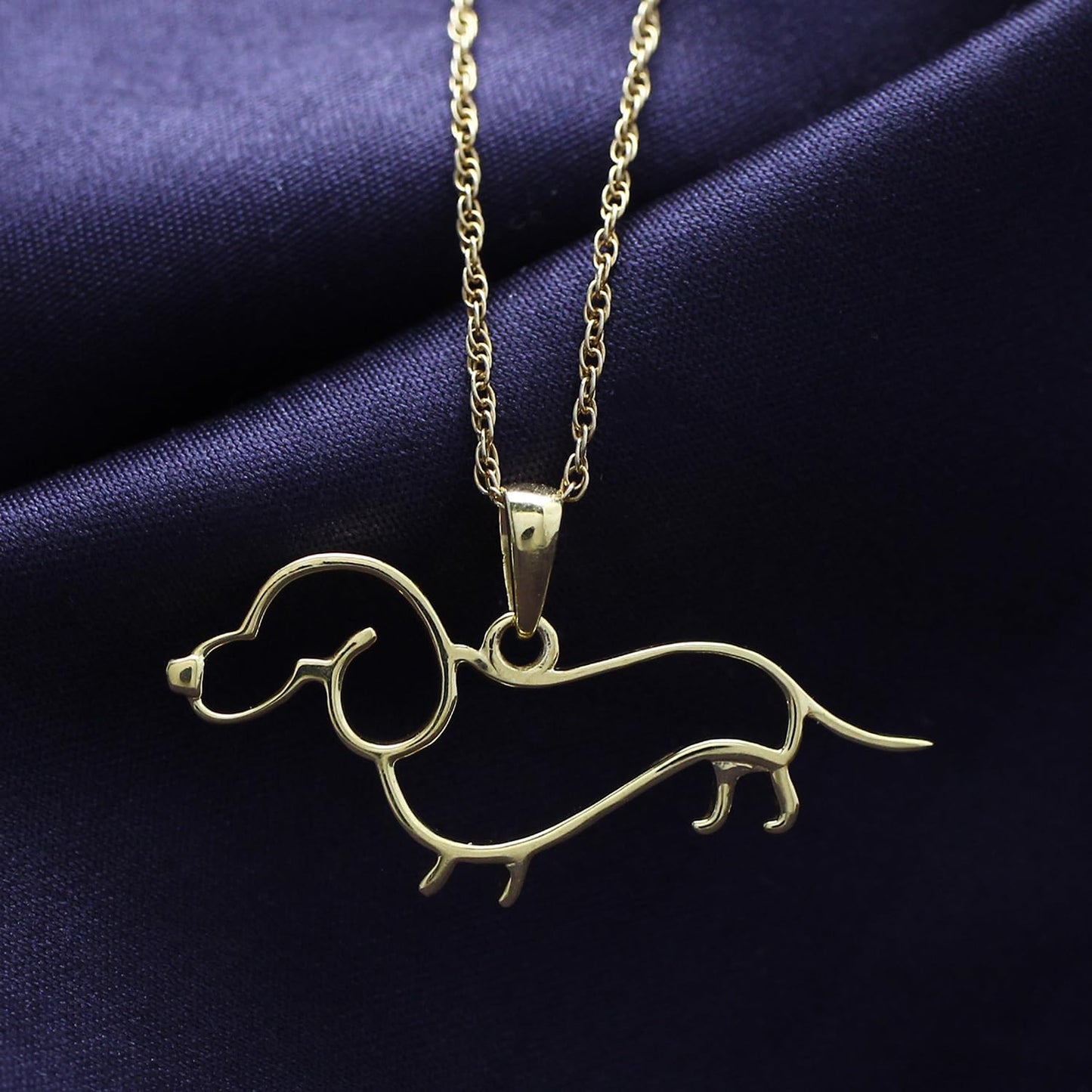 AFFY Dachshund Dog Charm Pendant Necklace In 14k Yellow Gold Over Sterling Silver The Dachshund Zone