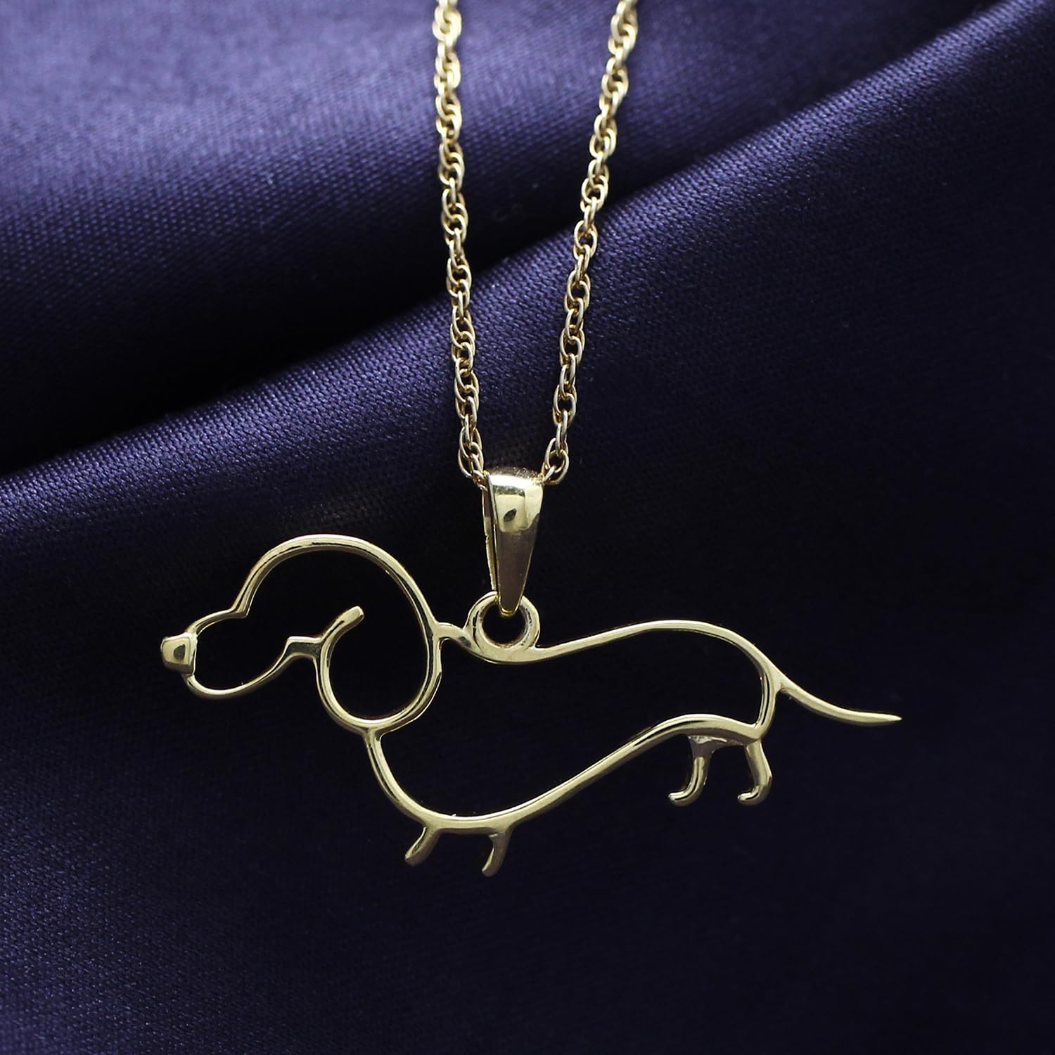 AFFY Dachshund Dog Charm Pendant Necklace In 14k Yellow Gold Over Sterling Silver The Dachshund Zone