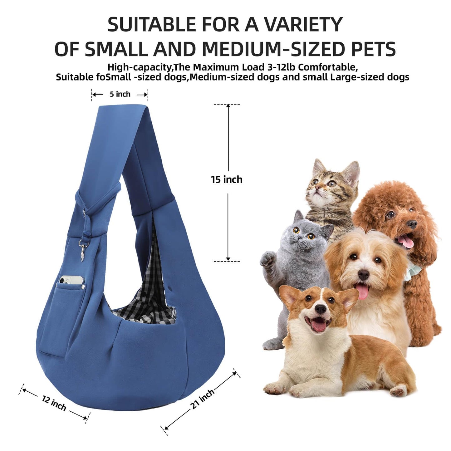 Dog Carrier Sling - Reversible Puppy Carrier Purse with Storage Pocket, Hands-Free The Dachshund Zone