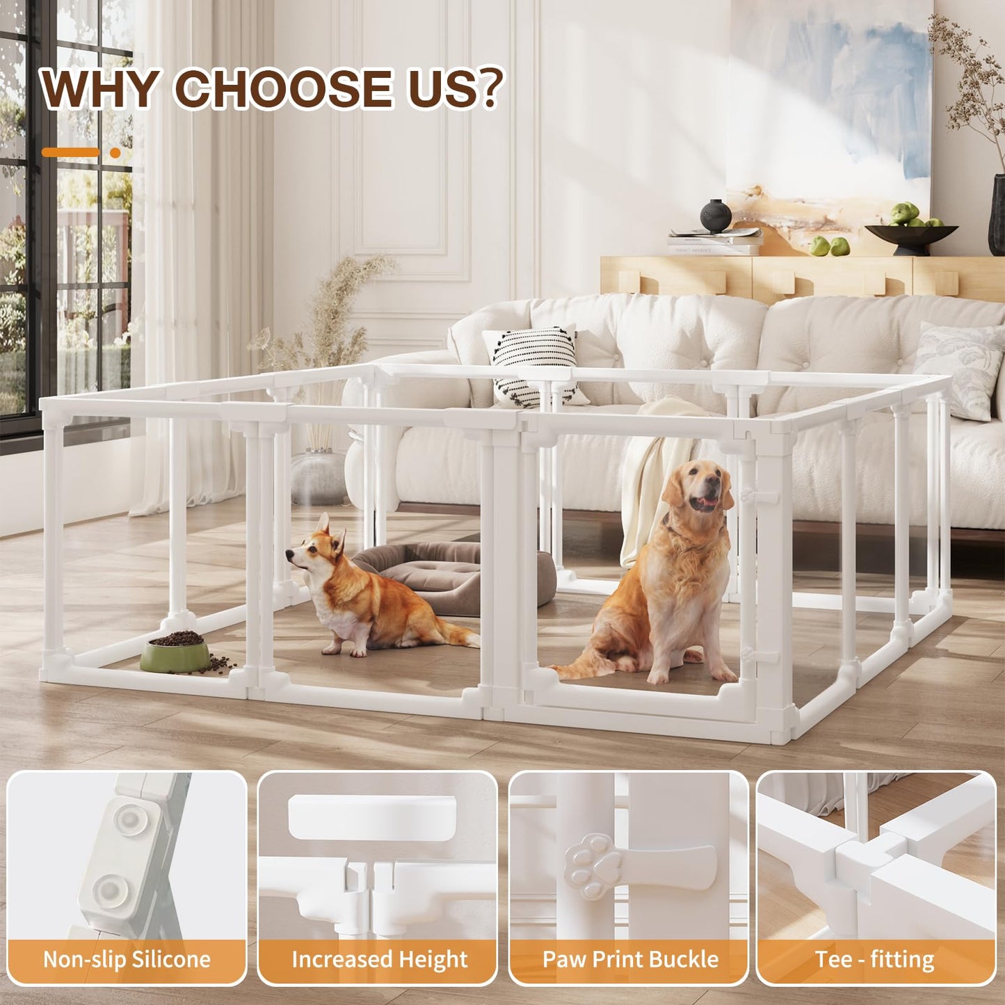 Erinnyees Transparent Acrylic Dog Playpen-Indoor Puppy Play Pen for Small/Medium Dogs,Dog Fence Pet Playpen for Indoors, Safe Enclosure for Puppies & Dogs(12Panel) The Dachshund Zone