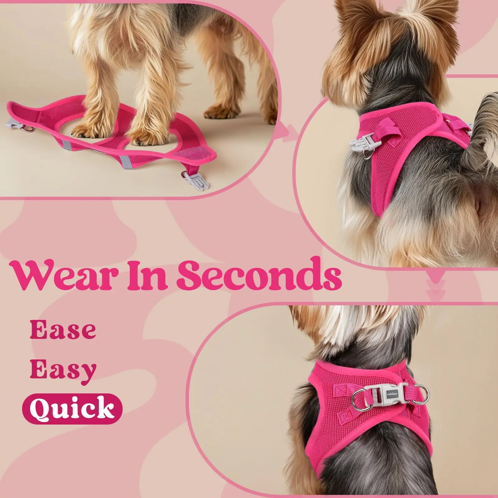 Small Dog Harness, Step-in Soft Mesh Puppy Vest with Safety Buckle, The Dachshund Zone