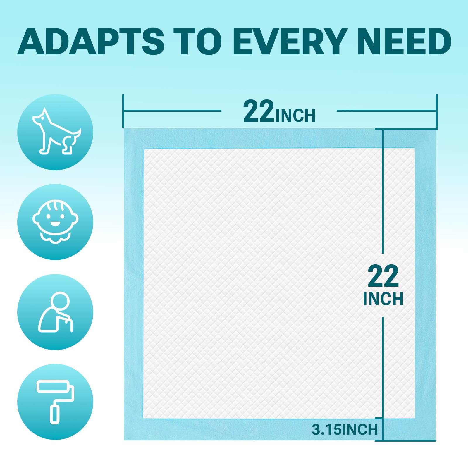 Clean Spaces 100 Count Super Absorbency Puppy Pads 22"x 22", Leakproof The Dachshund Zone