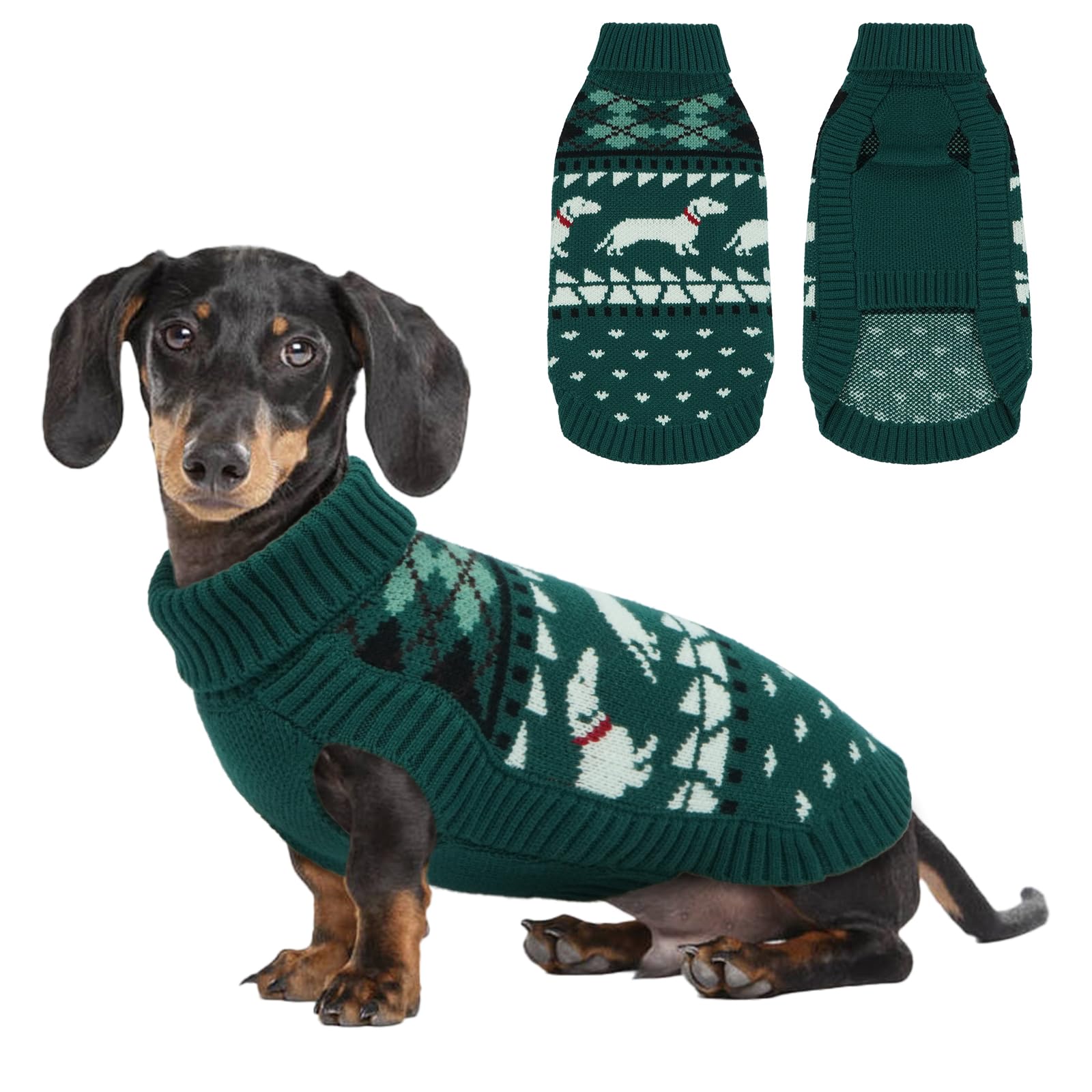 Leletail Dachshund Sweater, Turtleneck Dog, Warm Pullover Knitted Pet Coat The Dachshund Zone