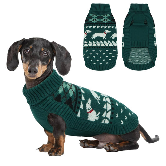 Leletail Dachshund Sweater, Turtleneck Dog, Warm Pullover Knitted Pet Coat The Dachshund Zone